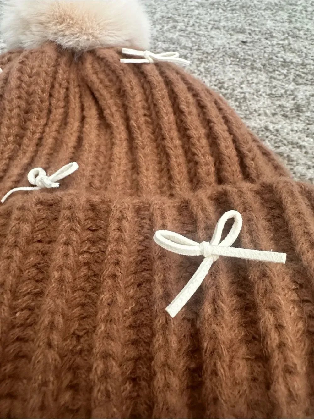 Fransesca’s Brown Ribbed Bow Hat O/S